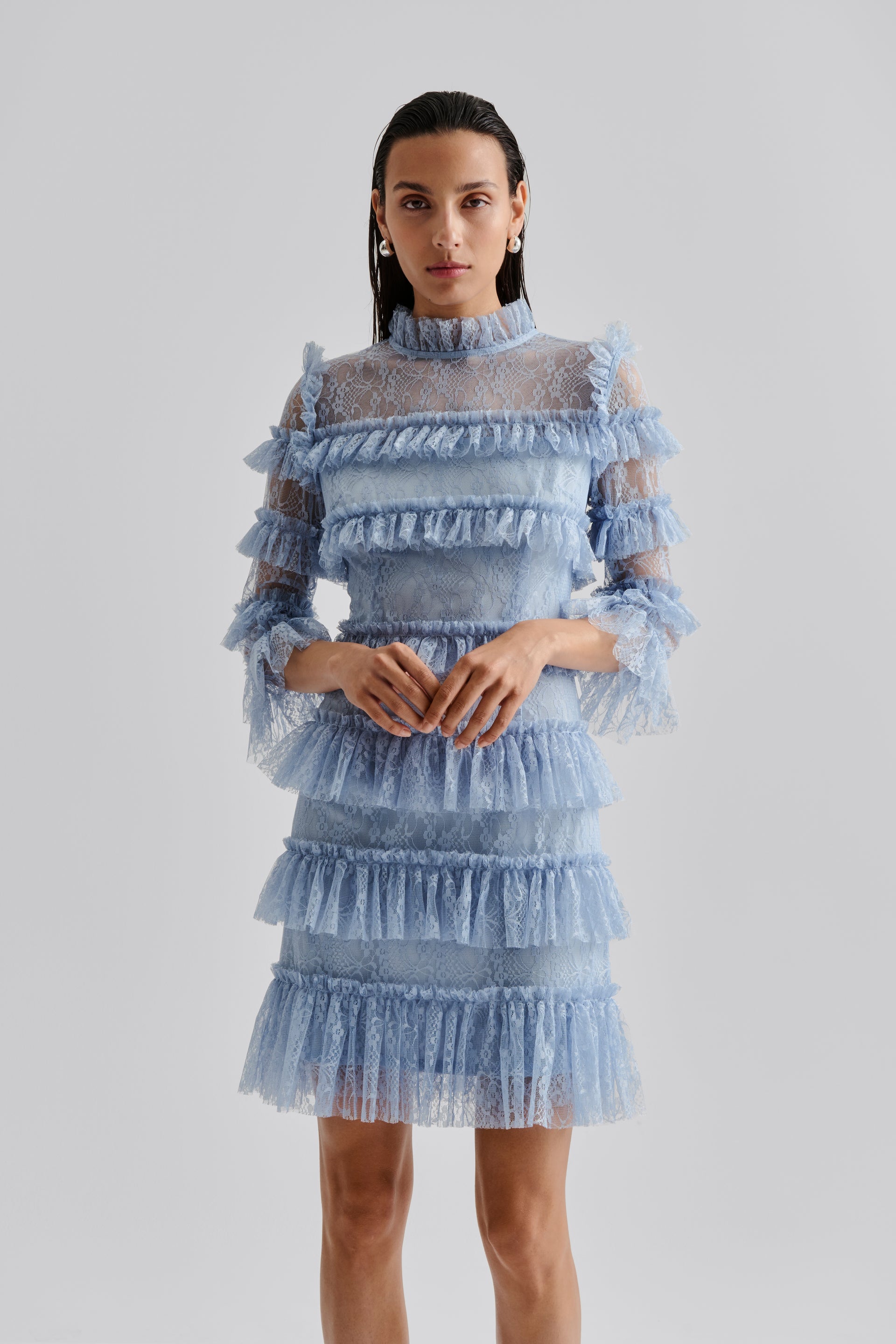 Carmine Mini Dress, Dusty Blue M