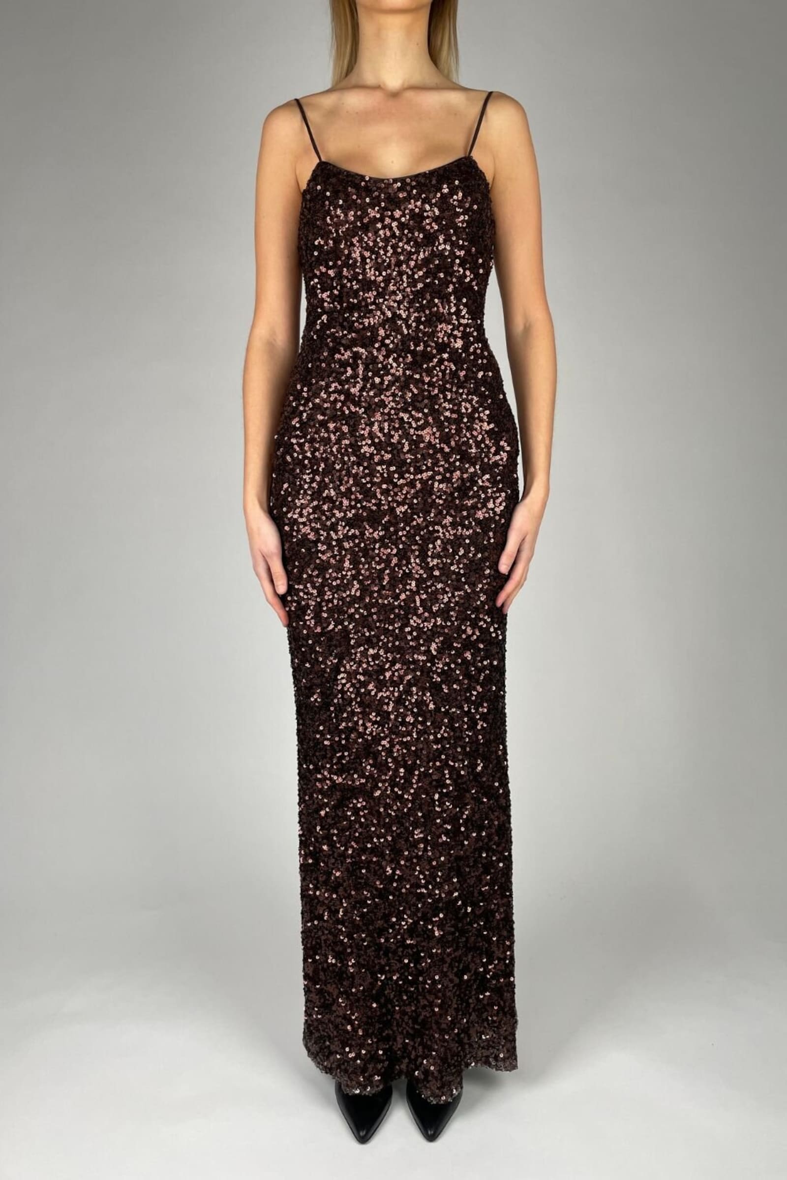 Gertrude Sequin Maxi Dress Rich Brown M Gertrude Sequin Maxi Dress Rich Brown M