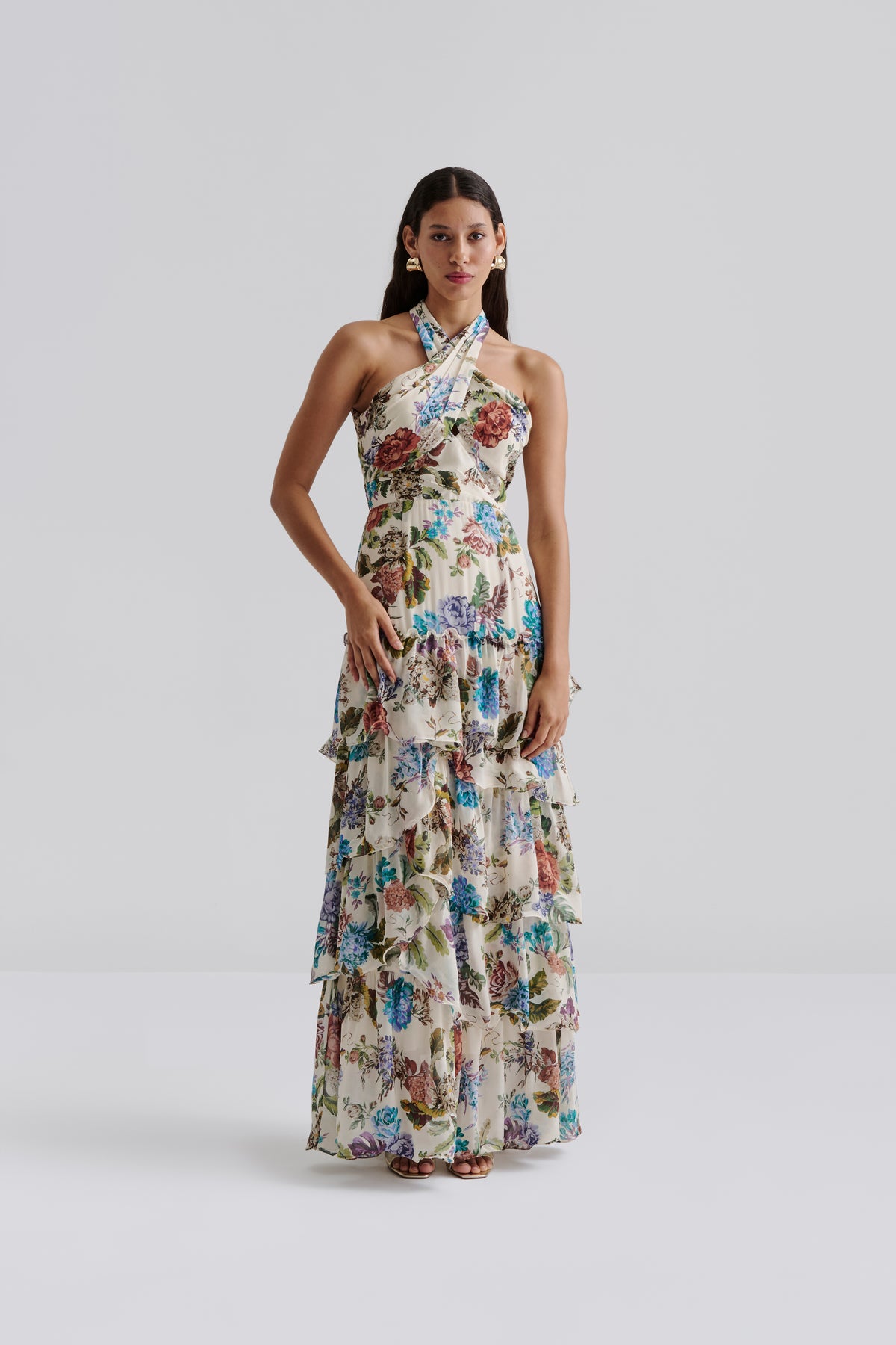 paloma maxi dress Malina Womens Botanic Florals Halterneck Chiffon M Size:Father XXL front detail in a extra small xs Portia and Scarlett |
